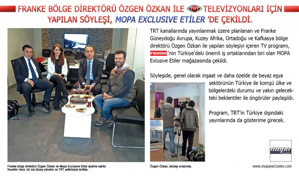 Franke TRT programı çekimi — Mopa Exclusive Etiler